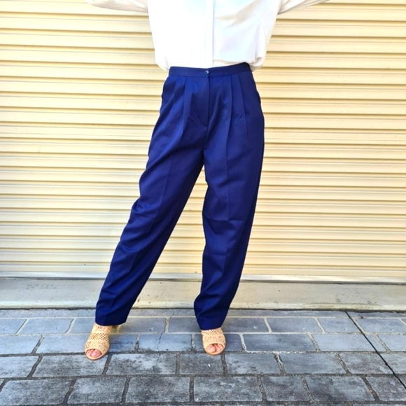 Vintage Pants - SOLD ~ Vintage tailored navy pants, high waisted size 10